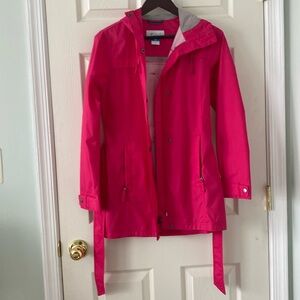 Belted Pink Columbia Rain Jacket